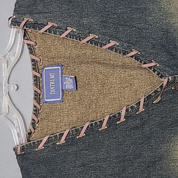 TANTRUMS Blue Jean Button Up Distressed Vest with Fringed Hem - Size XL - Picture 2 of 9